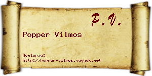 Popper Vilmos névjegykártya